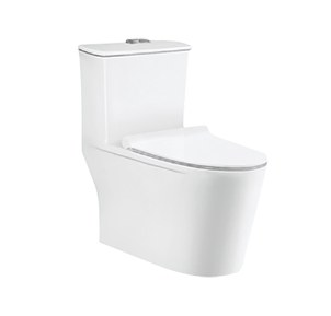 Elongated One-piece Skirted Toilet With Slim Seat Cover