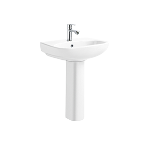 Pedestal Sink In White With Overflow Drain